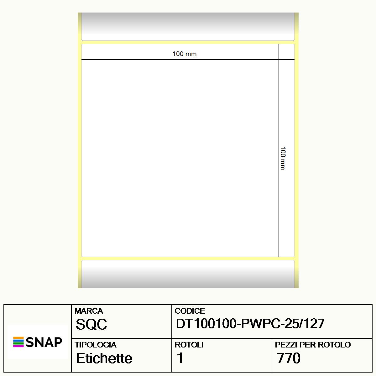 DT100100-PWPC-25/127 - Etichette SQC  S-DESK-PD Carta protetta