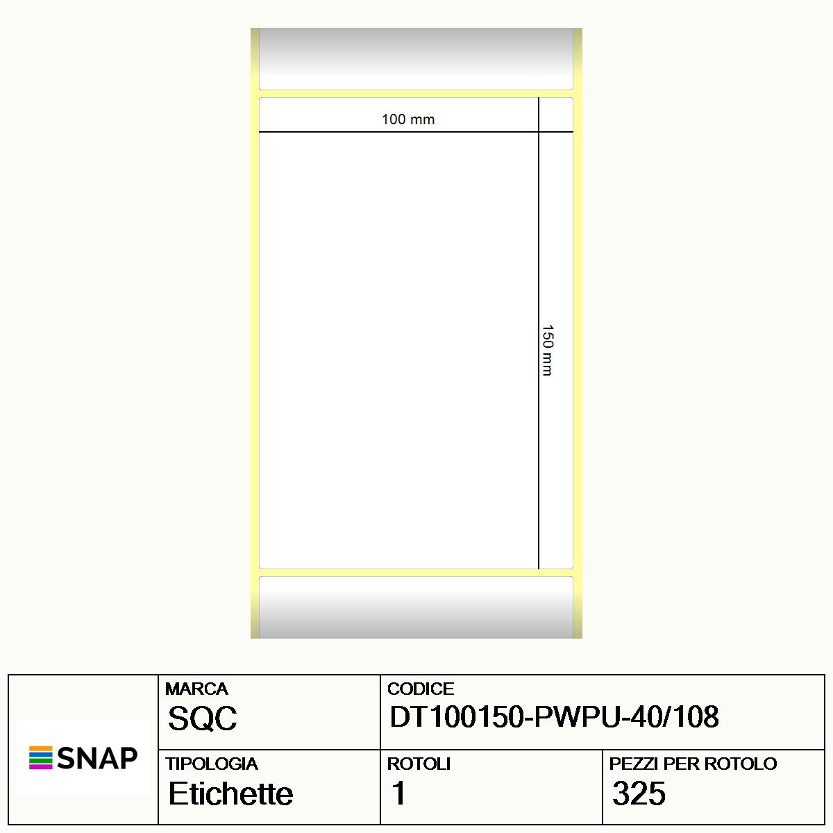 DT100150-PWPU-40/108 - Etichette SQC  Carta