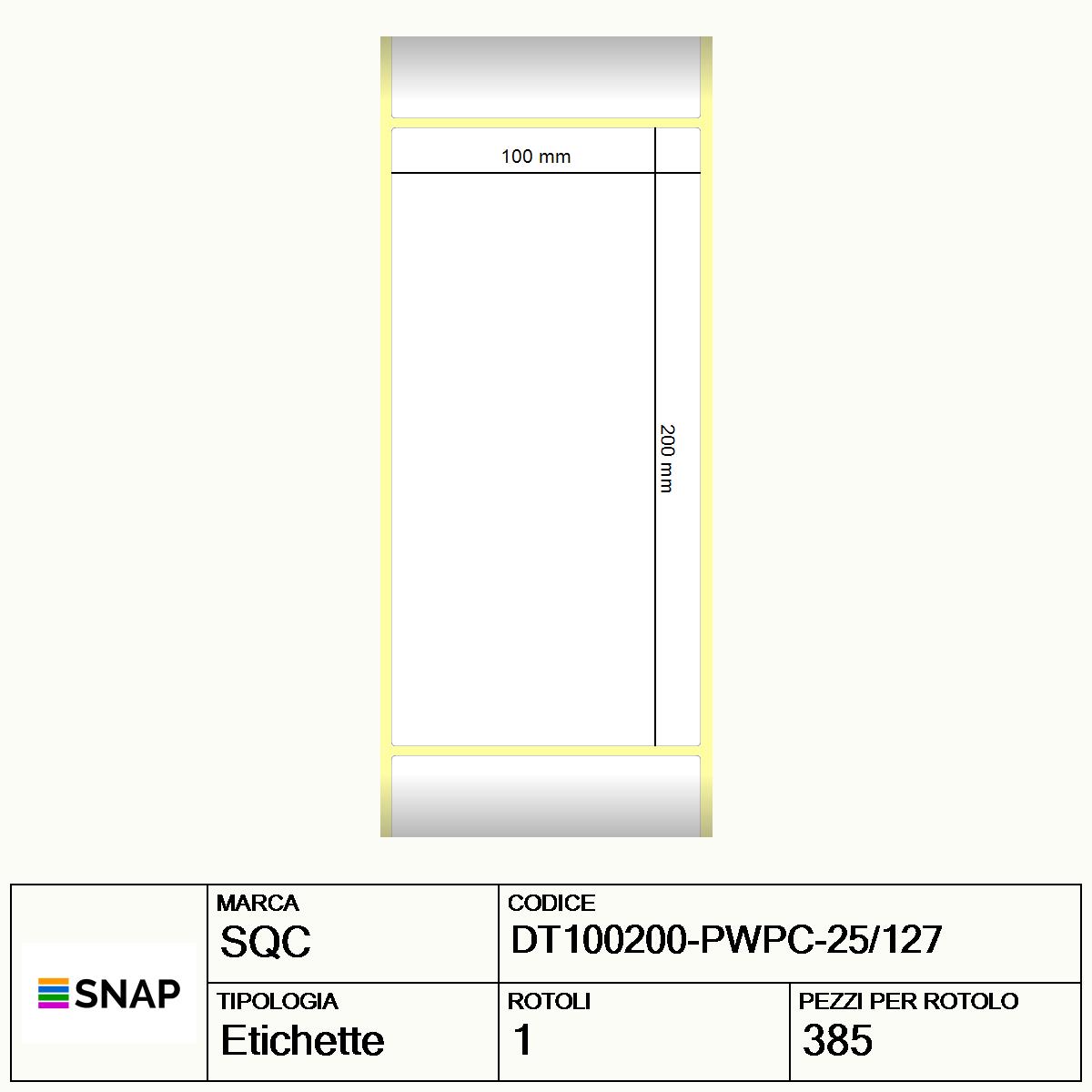 DT100200-PWPC-25/127 - Etichette SQC  S-DESK-PD Carta