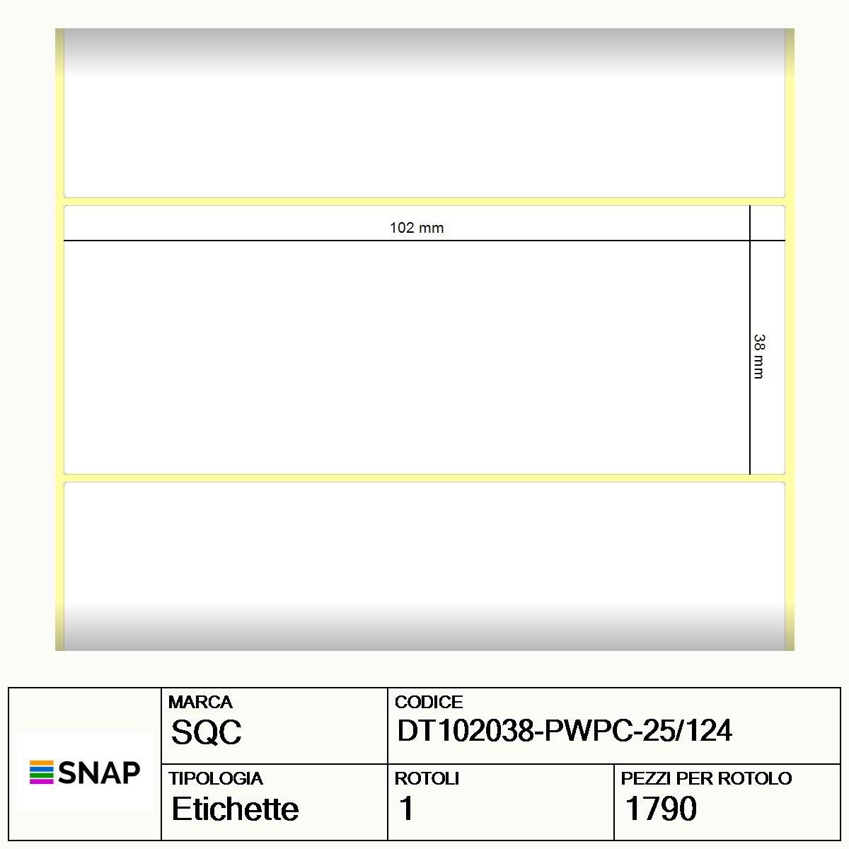 DT102038-PWPC-25/124 - Etichette SQC  S-DESK-PD Carta