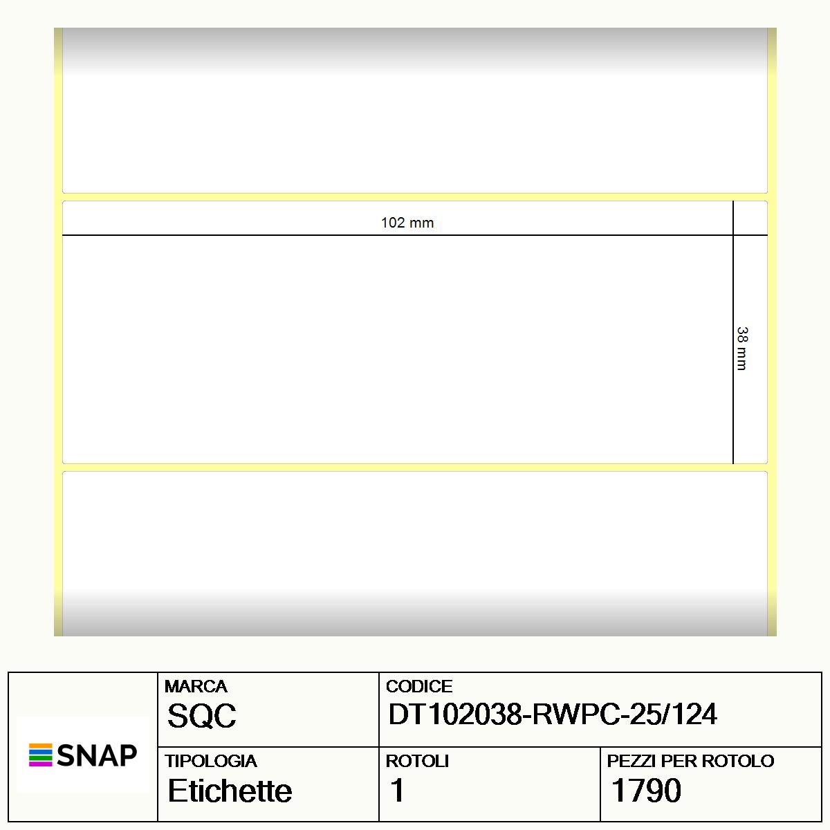 DT102038-RWPC-25/124 - Etichette SQC  S-DESK-PD Carta