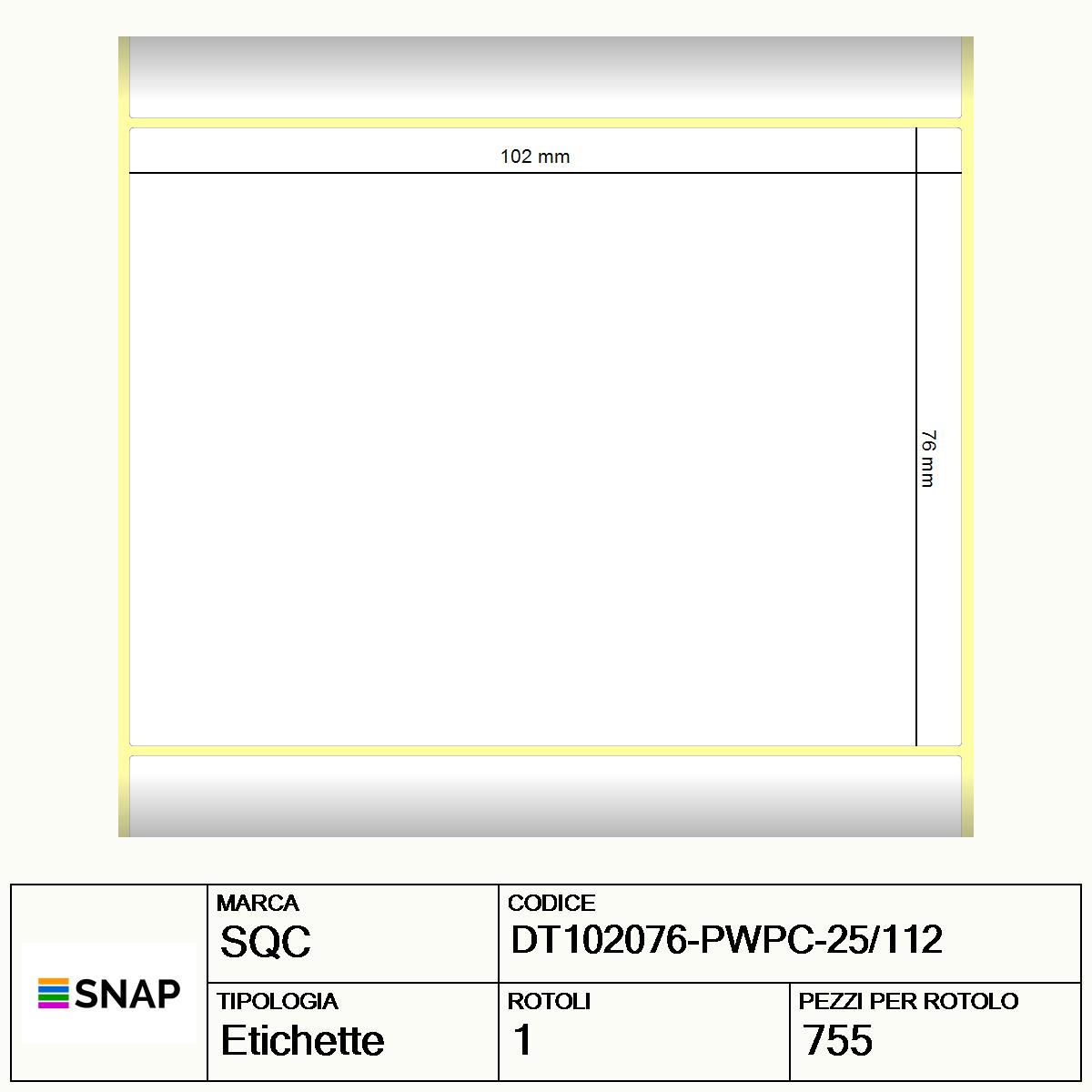 DT102076-PWPC-25/112 - Etichette SQC  S-DESK-PD Carta protetta