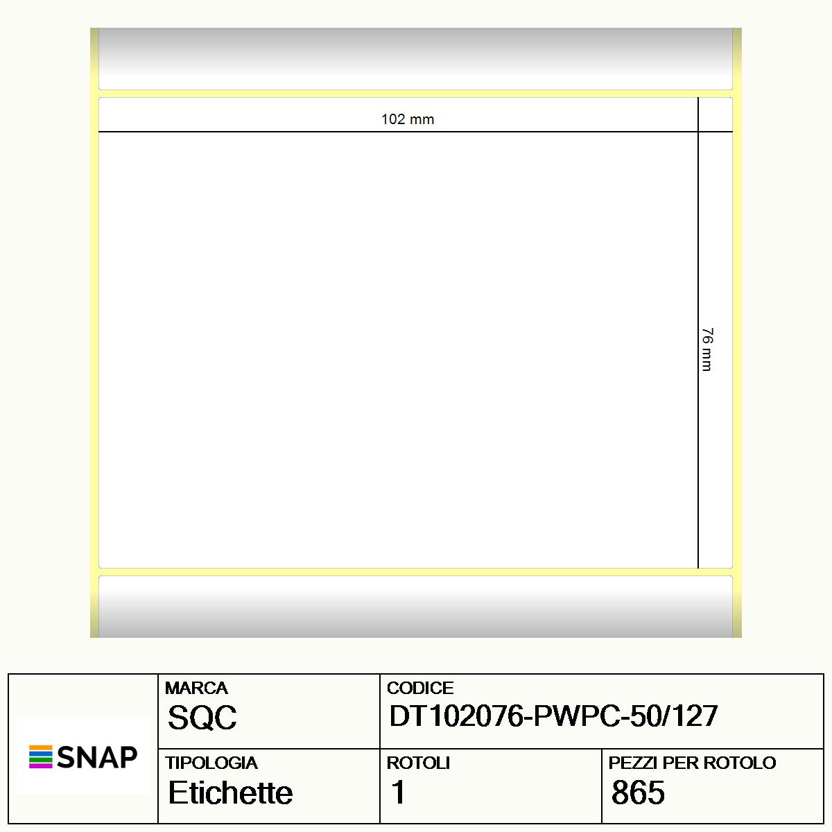 DT102076-PWPC-50/127 - Etichette SQC  S-DESK-PD Carta