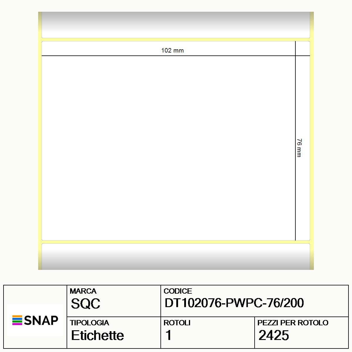 DT102076-PWPC-76/200 - Etichette SQC  S-HARD-PD Carta
