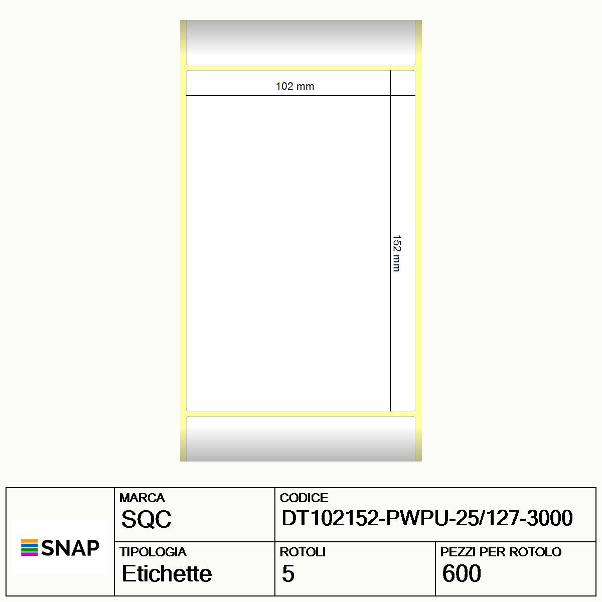 DT102152-PWPU-25/127-3000 - Etichette SQC  S-DESK-PD Carta