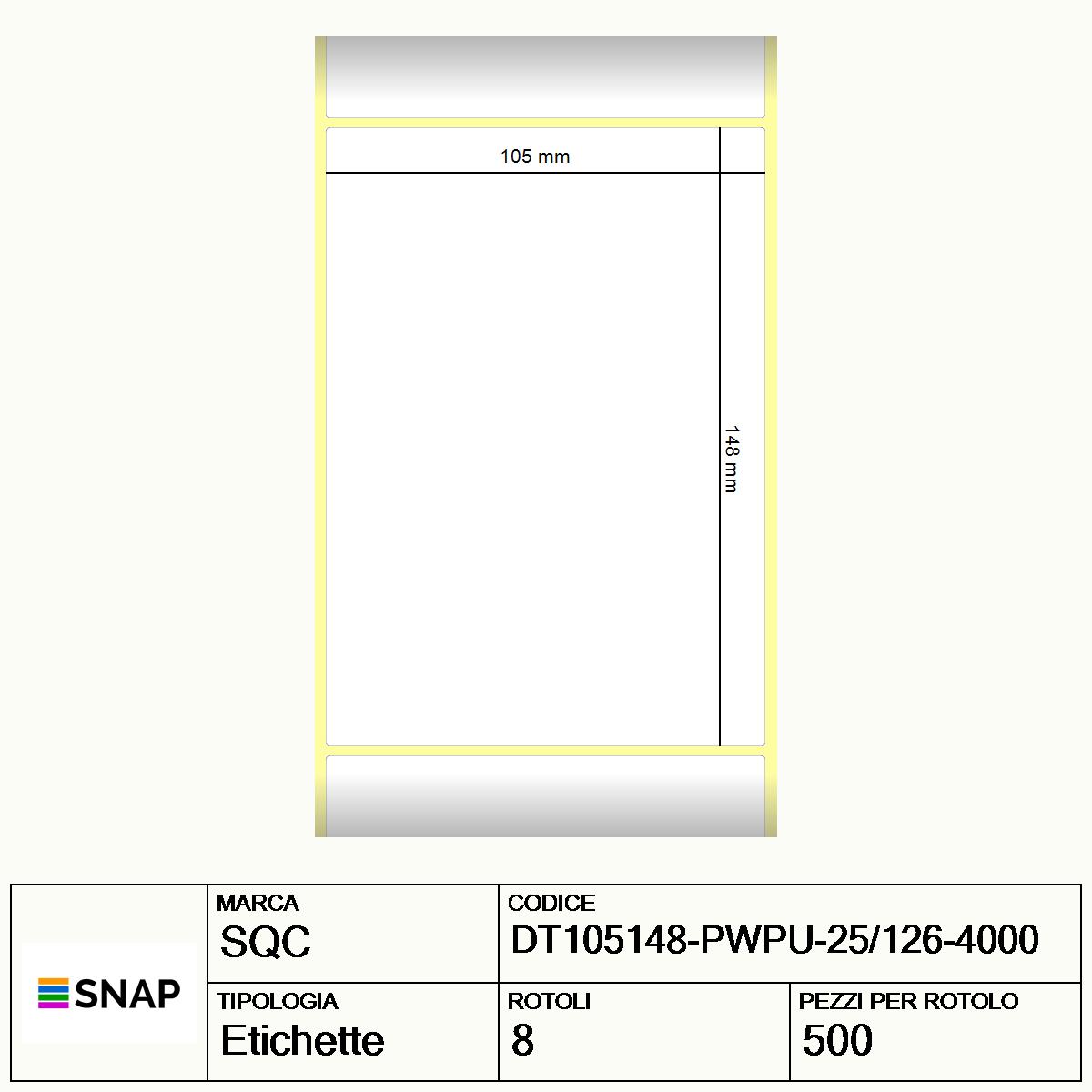 DT105148-PWPU-25/126-4000 - Etichette SQC  S-DESK-PD Carta
