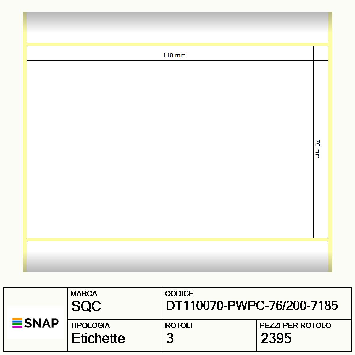 DT110070-PWPC-76/200-7185 - Etichette SQC  S-HARD-PD Carta