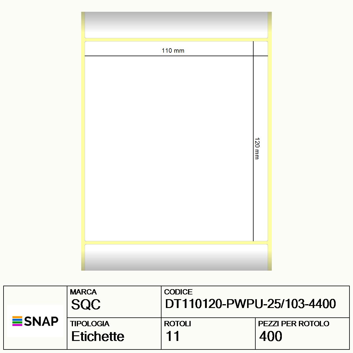 DT110120-PWPU-25/103-4400 - Etichette SQC  S-DESK-PD Carta