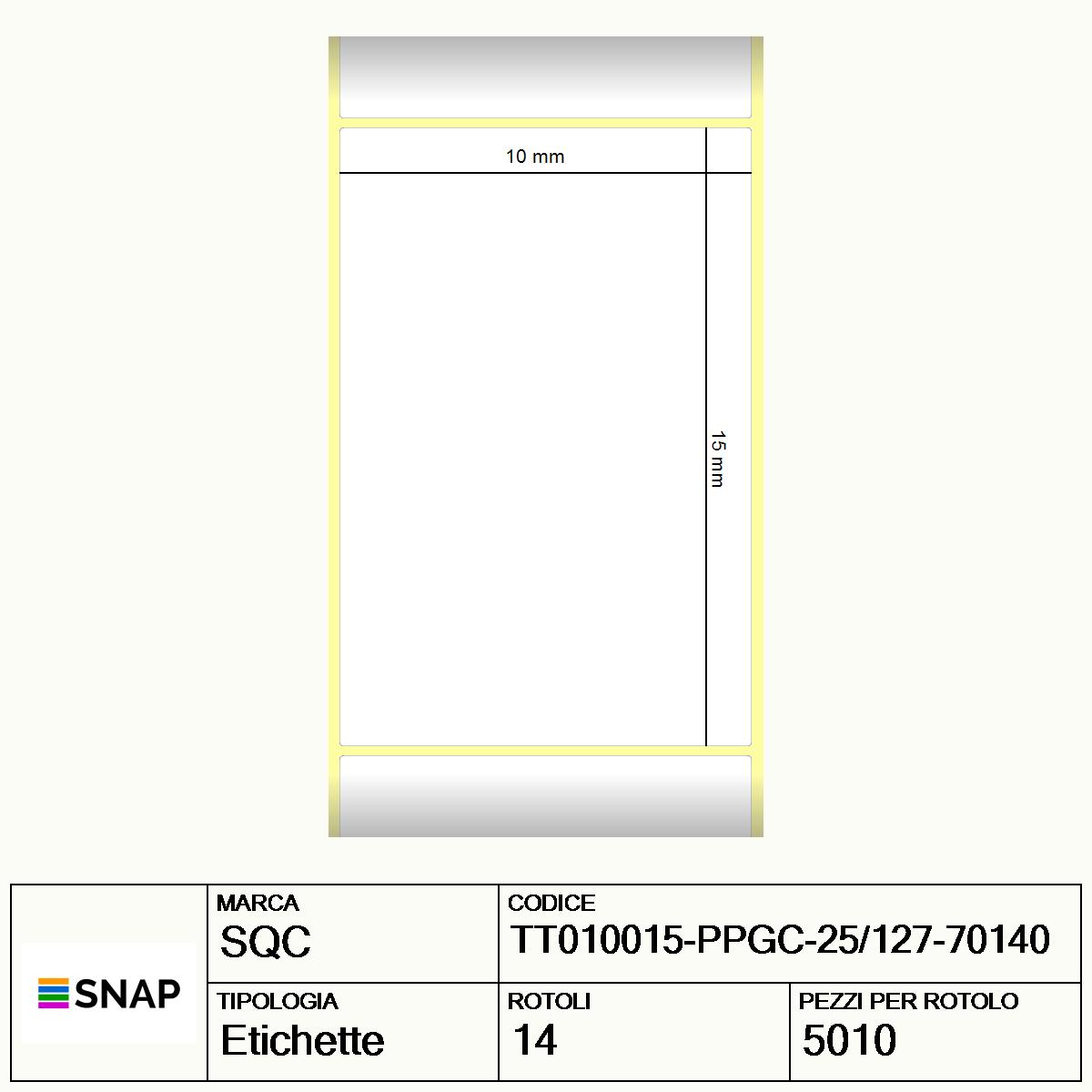 TT010015-PPGC-25/127-70140 - Etichette SQC  S-DESK-ST Polipropilene