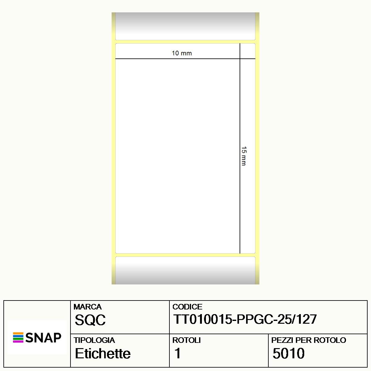 TT010015-PPGC-25/127 - Etichette SQC  Polipropilene