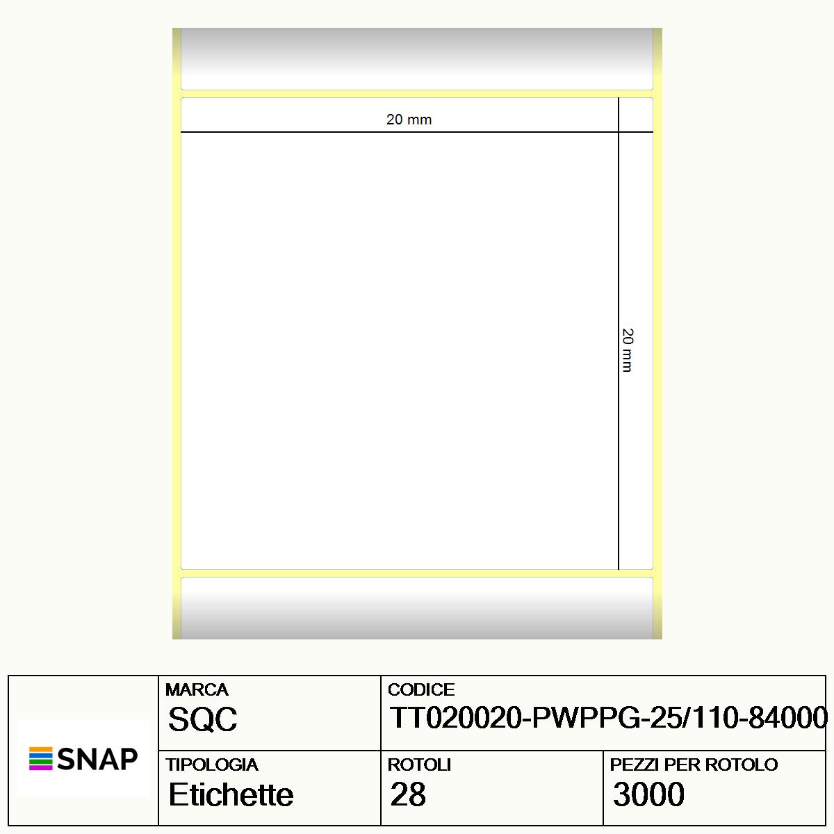 TT020020-PWPPG-25/110-84000 - Etichette SQC  S-DESK-ST Polipropilene