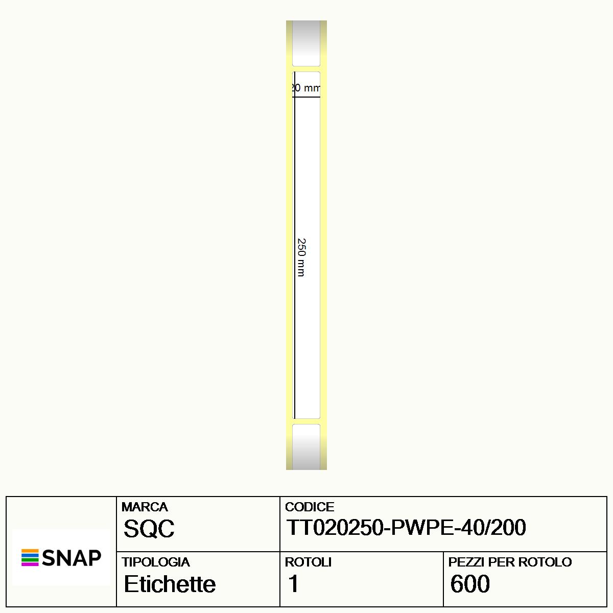 TT020250-PWPE-40/200 - Etichette SQC  S-HARD-ST Poliestere