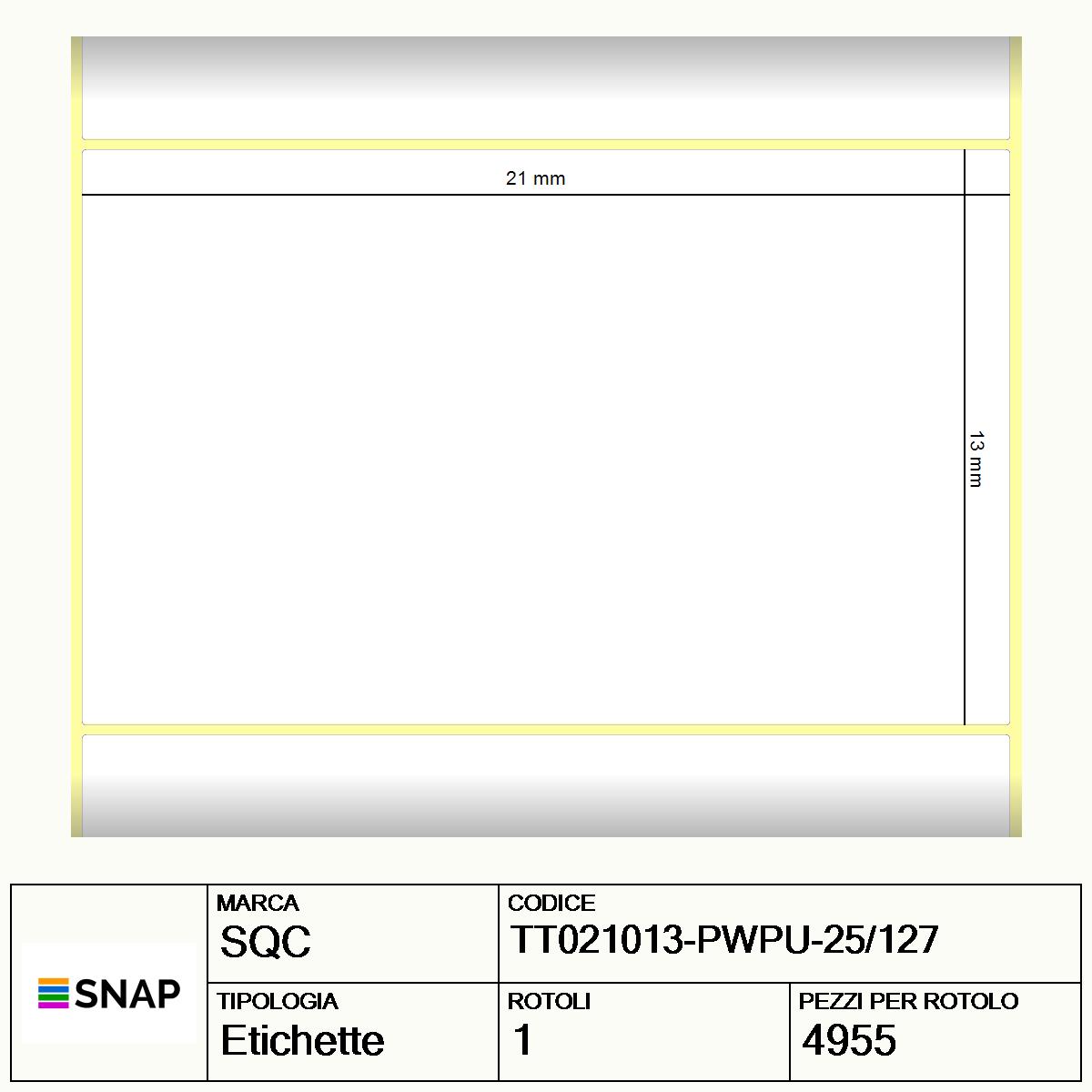TT021013-PWPU-25/127 - Etichette SQC  S-DESK-PT Carta
