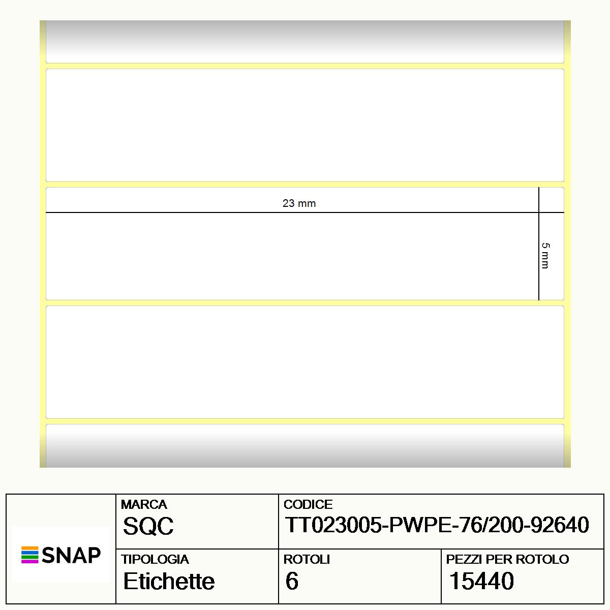 TT023005-PWPE-76/200-92640 - Etichette SQC  S-HARD-ST Poliestere