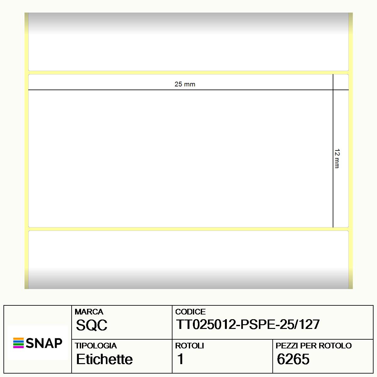 TT025012-PSPE-25/127 - Etichette SQC Argento S-DESK-STC Poliestere