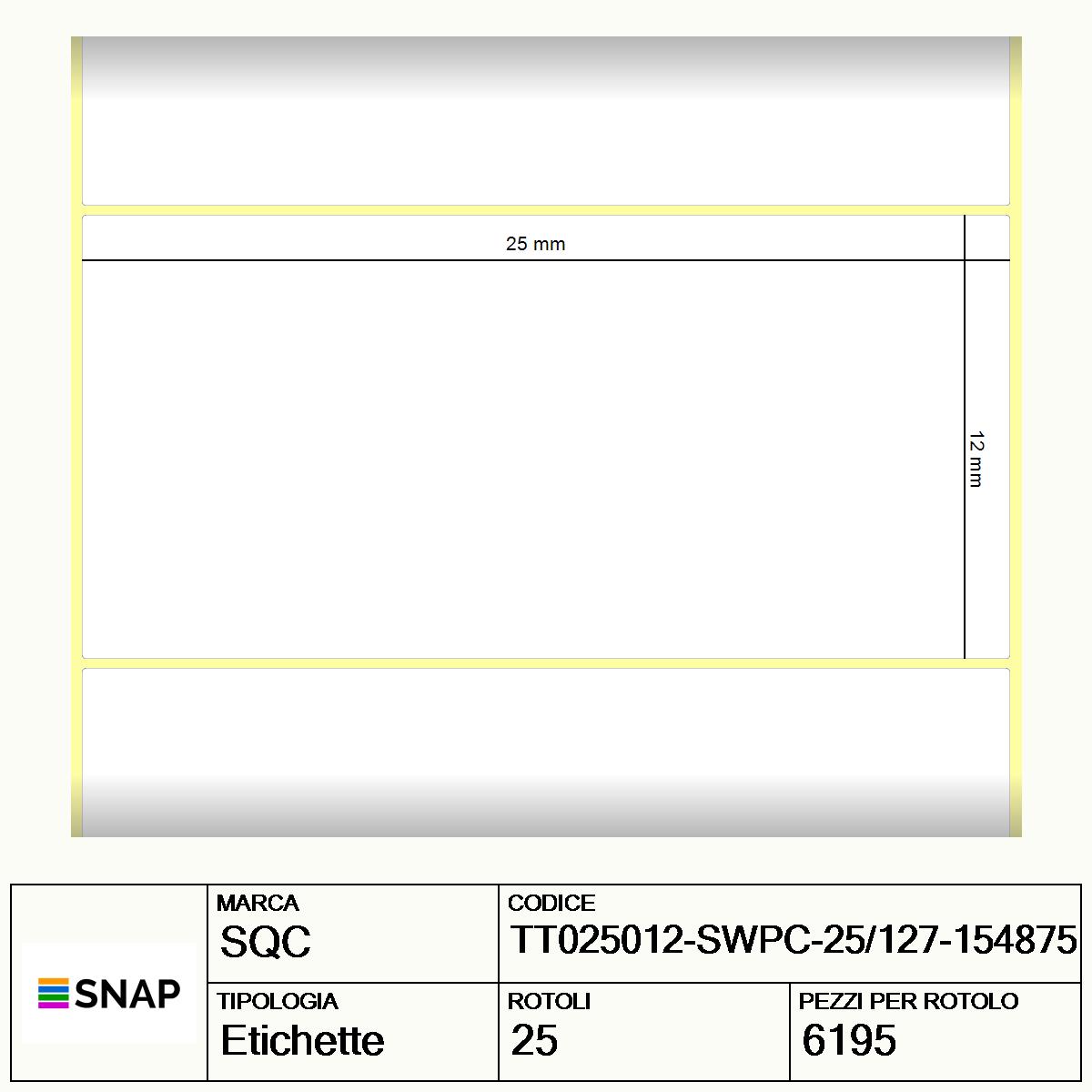 TT025012-SWPC-25/127-154875 - Etichette SQC  S-DESK-PT Carta
