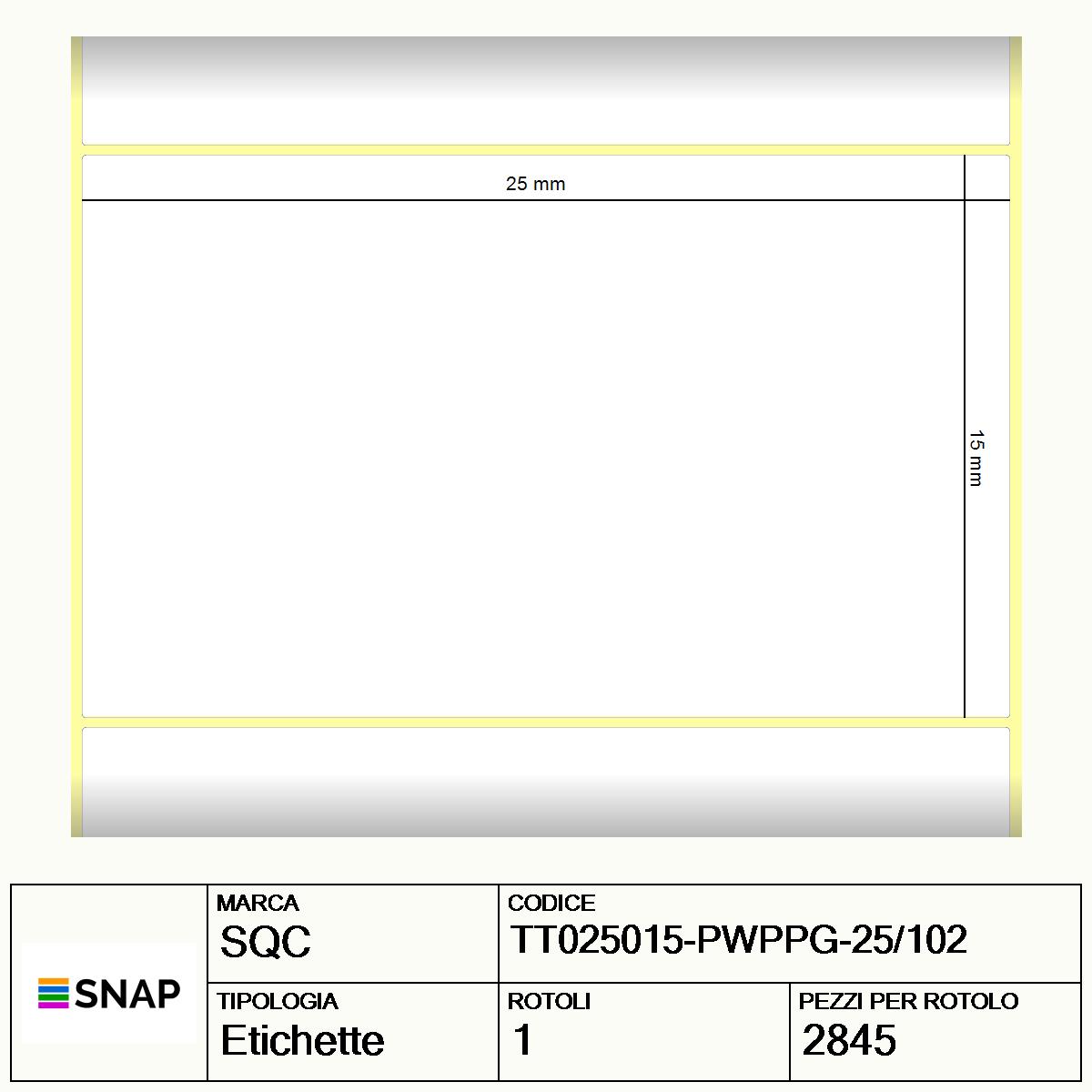 TT025015-PWPPG-25/102 - Etichette SQC  S-DESK-ST Polipropilene