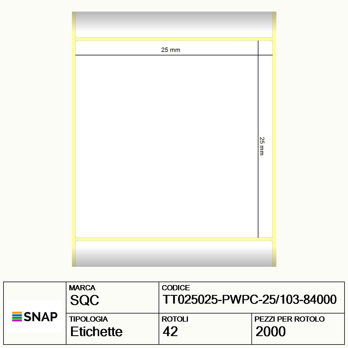 TT025025-PWPC-25/103-84000 - Etichette SQC  S-DESK-PT Carta