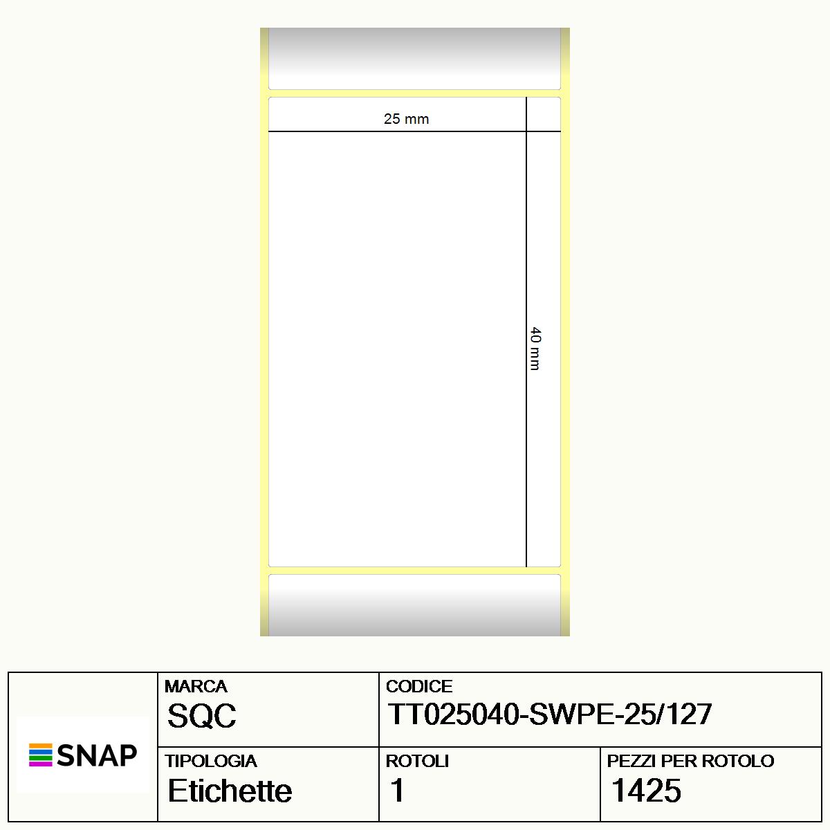TT025040-SWPE-25/127 - Etichette SQC  S-STRONG Polietilene