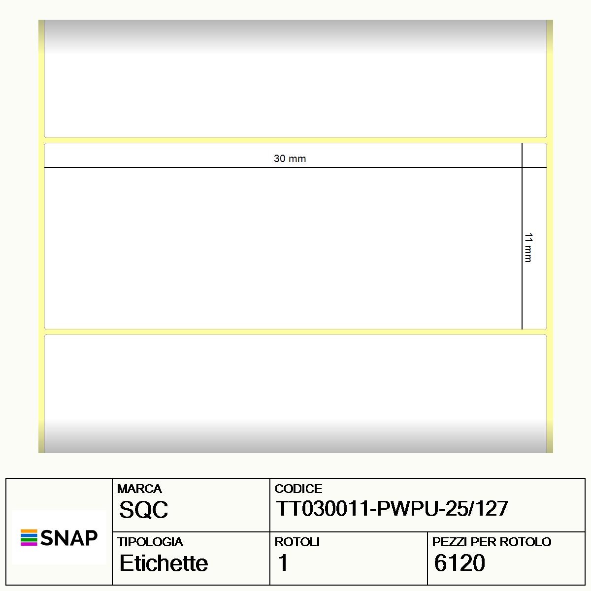 TT030011-PWPU-25/127 - Etichette SQC  S-DESK-PT Carta