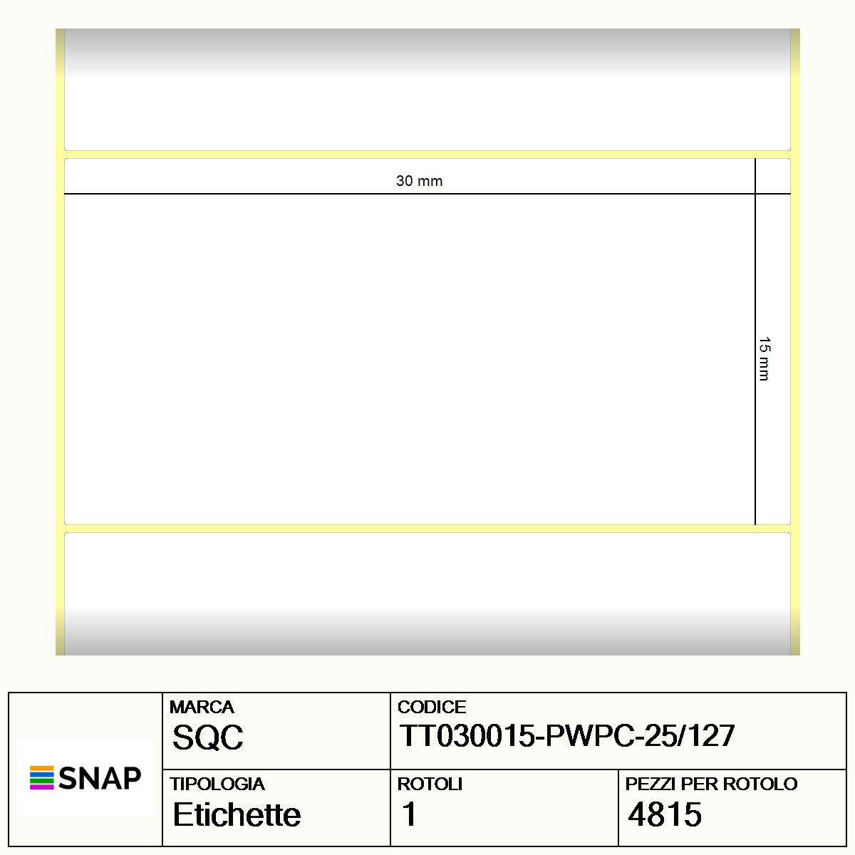 TT030015-PWPC-25/127 - Etichette SQC  S-DESK-PT Carta