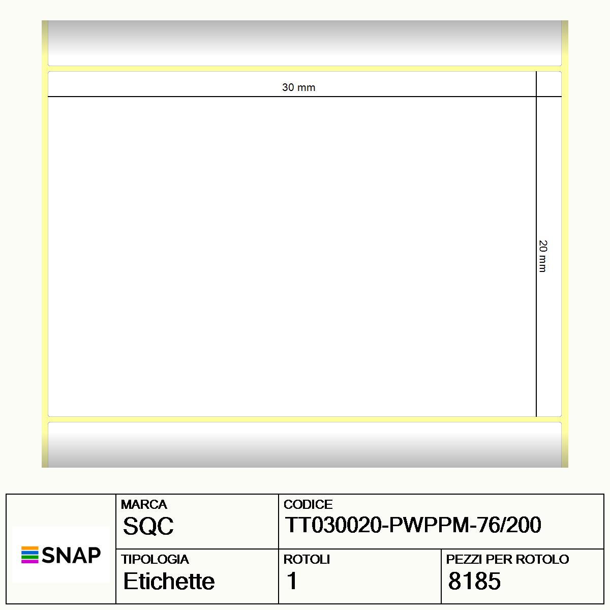 TT030020-PWPPM-76/200 - Etichette SQC  S-HARD-ST Polipropilene