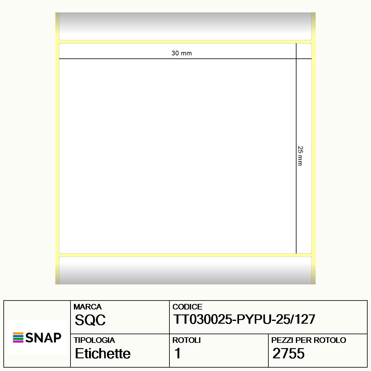 TT030025-PYPU-25/127 - Etichette SQC Giallo fluorescente S-DESK-PTC