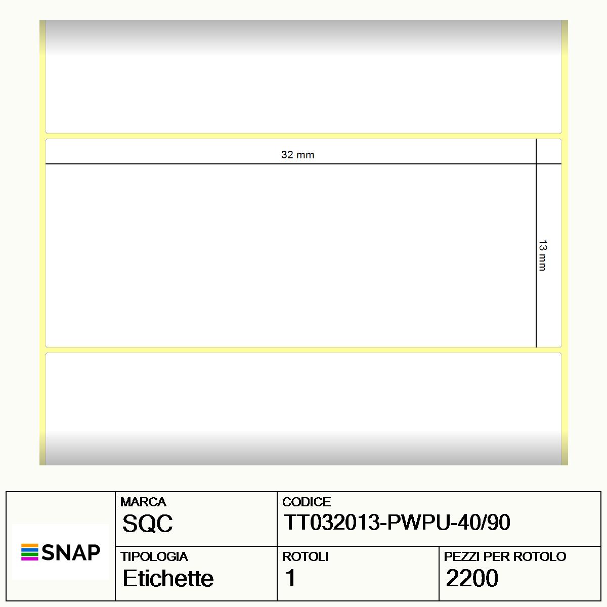TT032013-PWPU-40/90 - Etichette SQC  S-DESK-PT Carta
