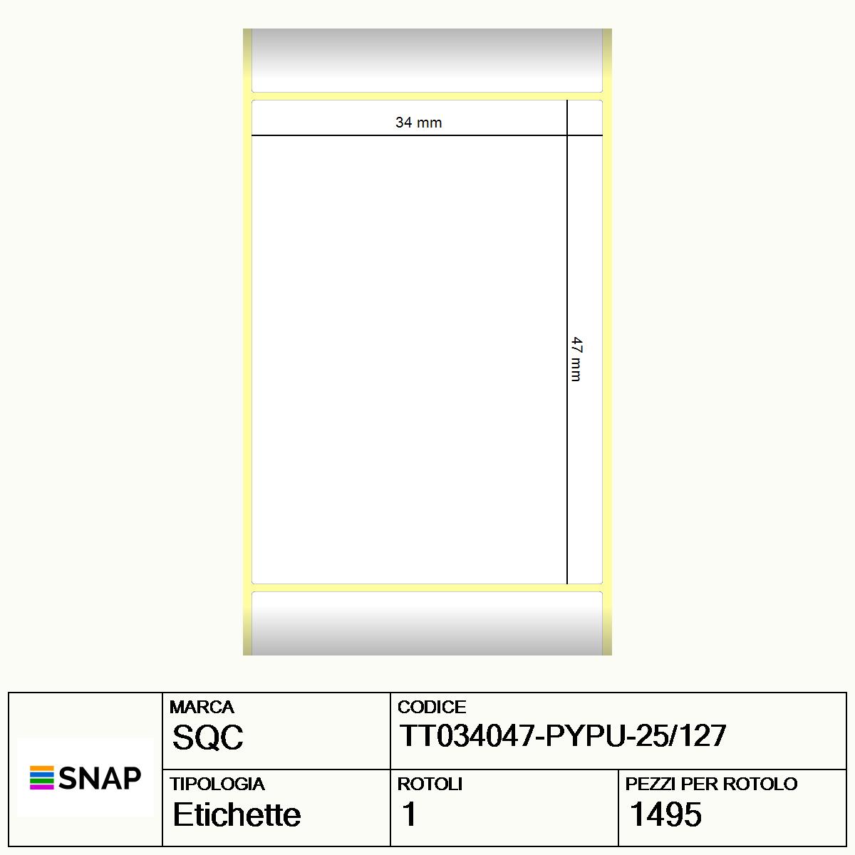 TT034047-PYPU-25/127 - Etichette SQC Giallo fluorescente S-DESK-PTC