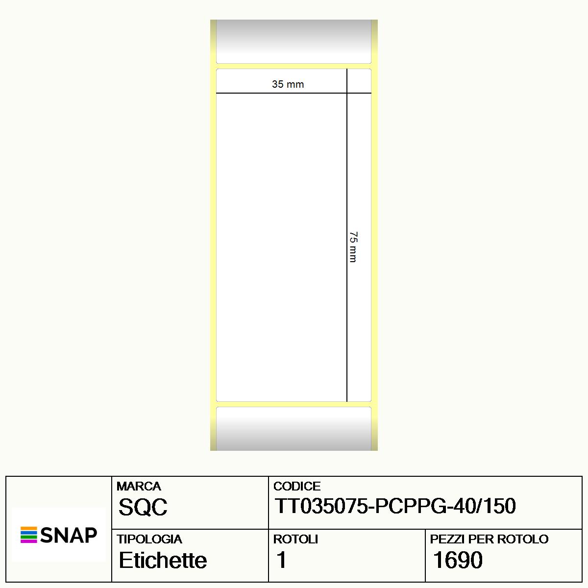 TT035075-PCPPG-40/150 - Etichette SQC Trasparente neutro S-HARD-STC