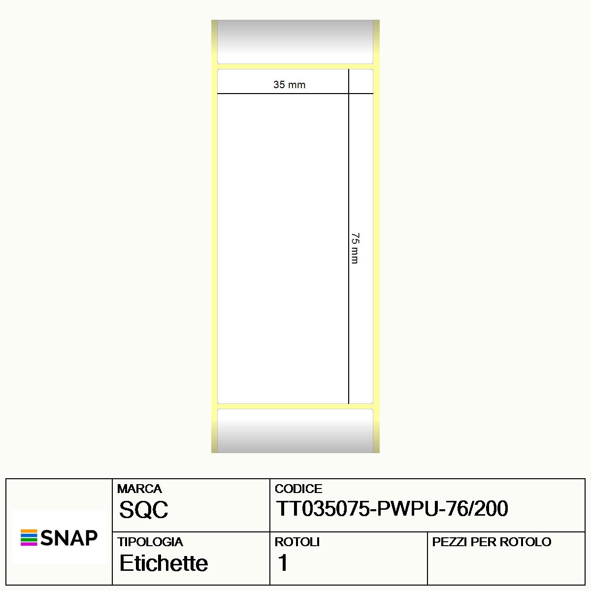 TT035075-PWPU-76/200 - Etichette SQC  S-HARD-PT Carta