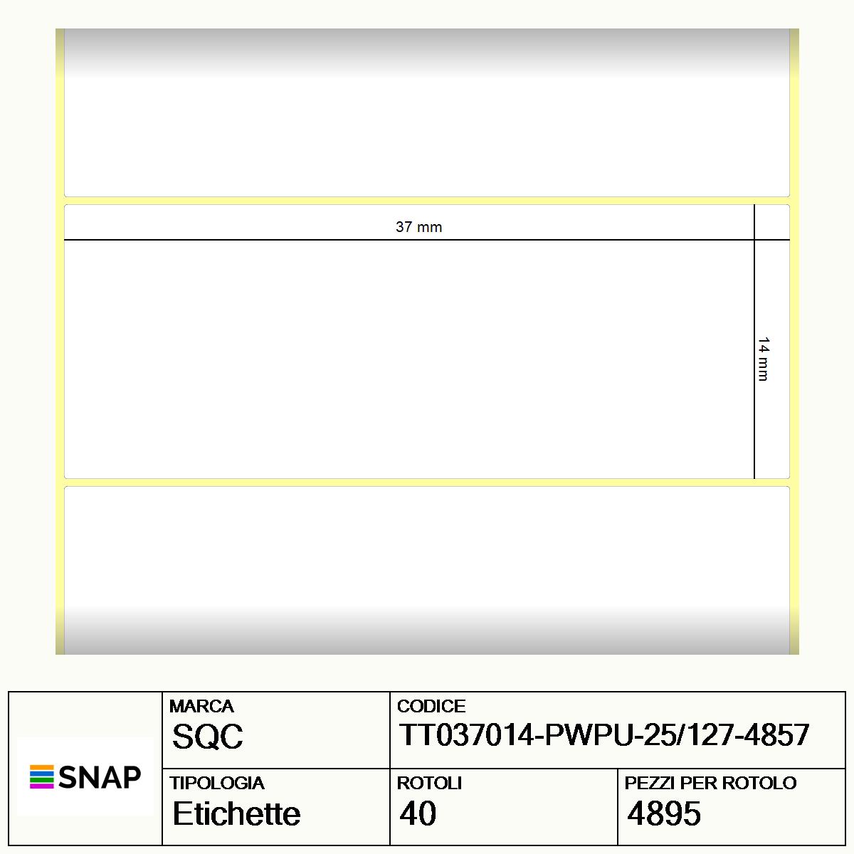 TT037014-PWPU-25/127-4857 - Etichette SQC  S-DESK-PT Carta