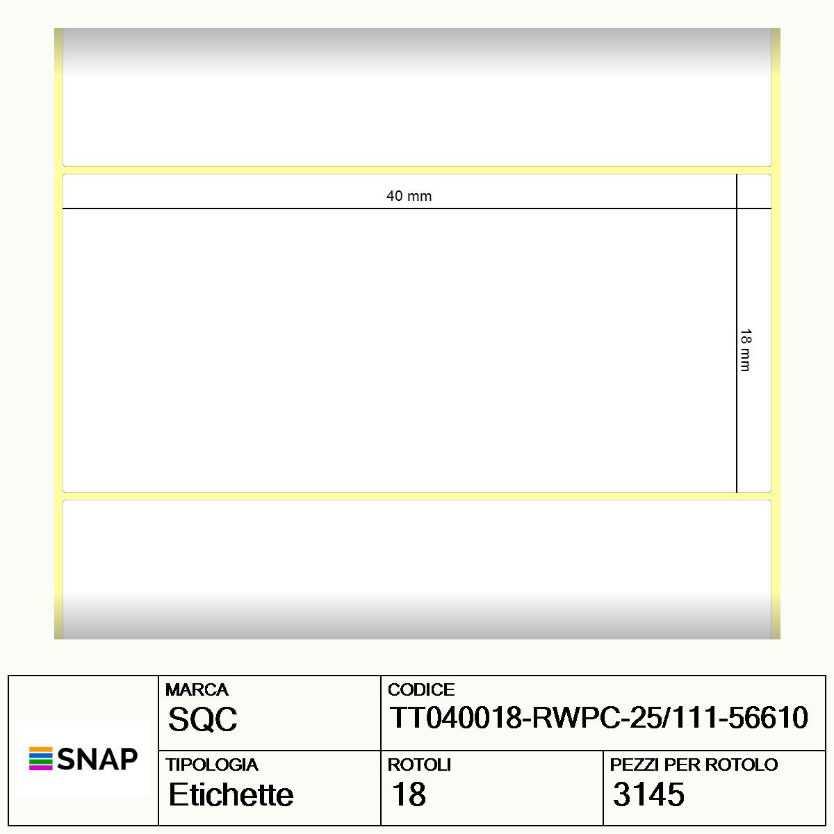 TT040018-RWPC-25/111-56610 - Etichette SQC  S-DESK-PT Carta