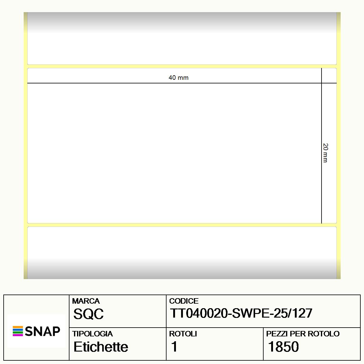 TT040020-SWPE-25/127 - Etichette SQC  S-STRONG Polietilene