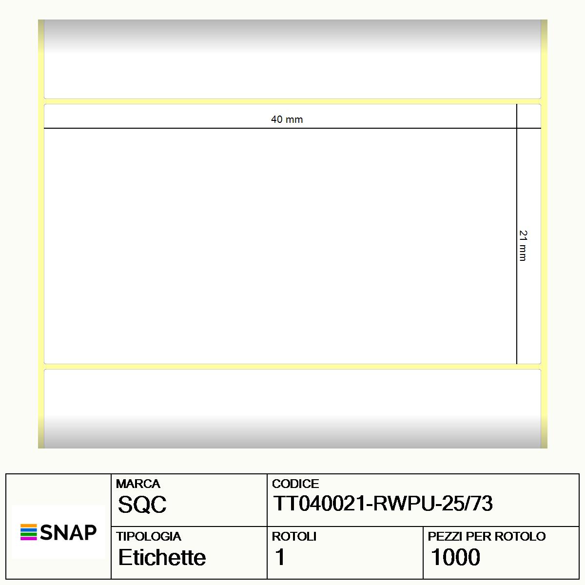 TT040021-RWPU-25/73 - Etichette SQC  S-DESK-PT Carta