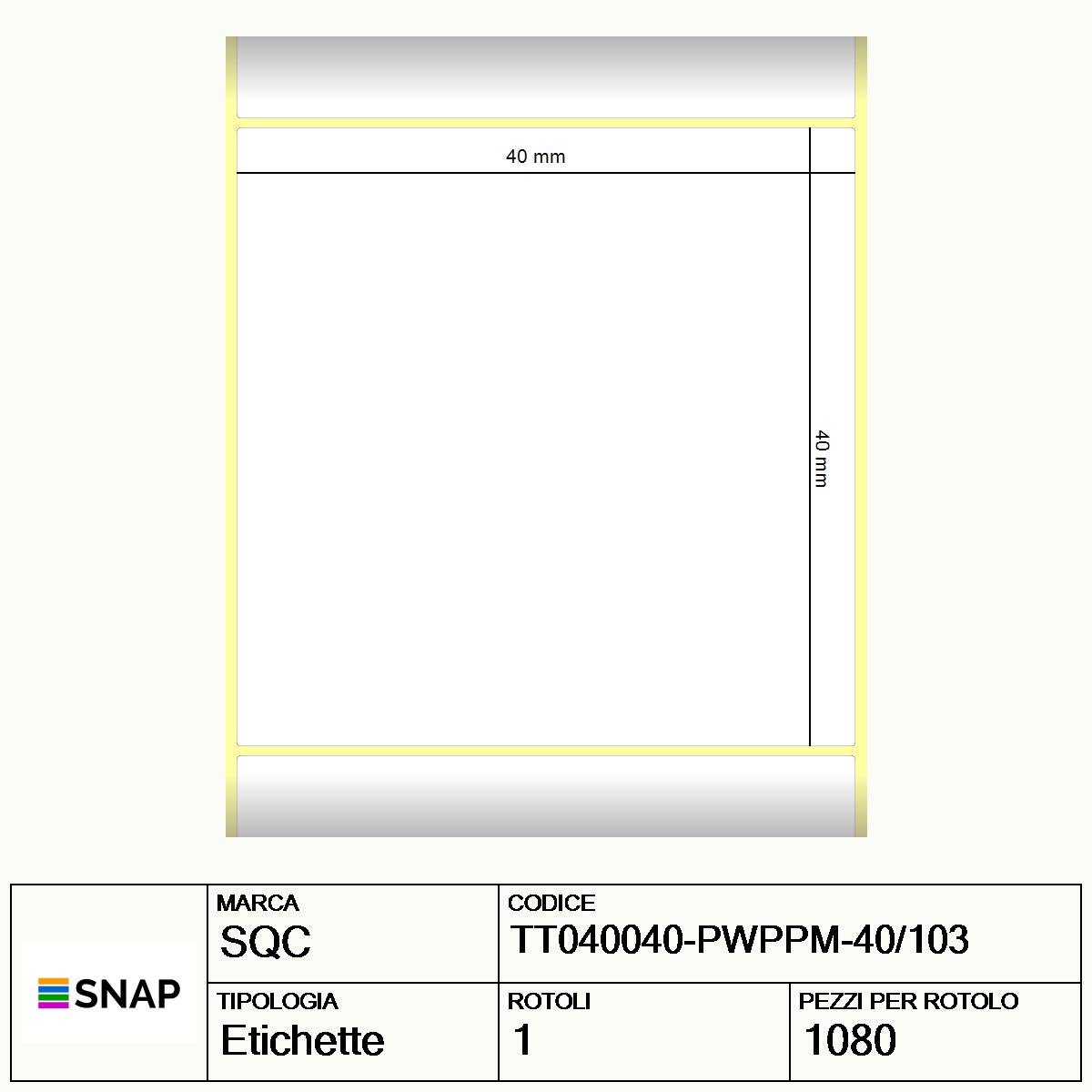 TT040040-PWPPM-40/103 - Etichette SQC  S-DESK-ST Polipropilene