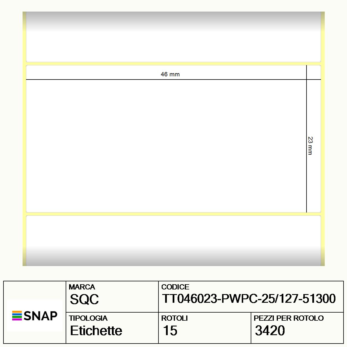 TT046023-PWPC-25/127-51300 - Etichette SQC  S-DESK-PT Carta
