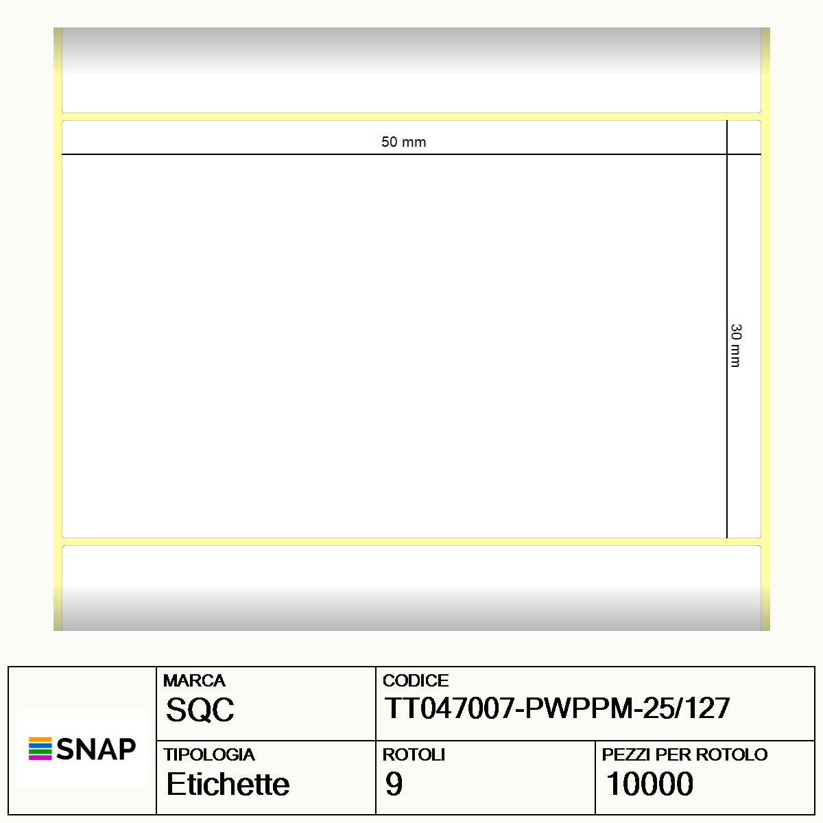 TT047007-PWPPM-25/127 - Etichette SQC  S-DESK-ST Polipropilene