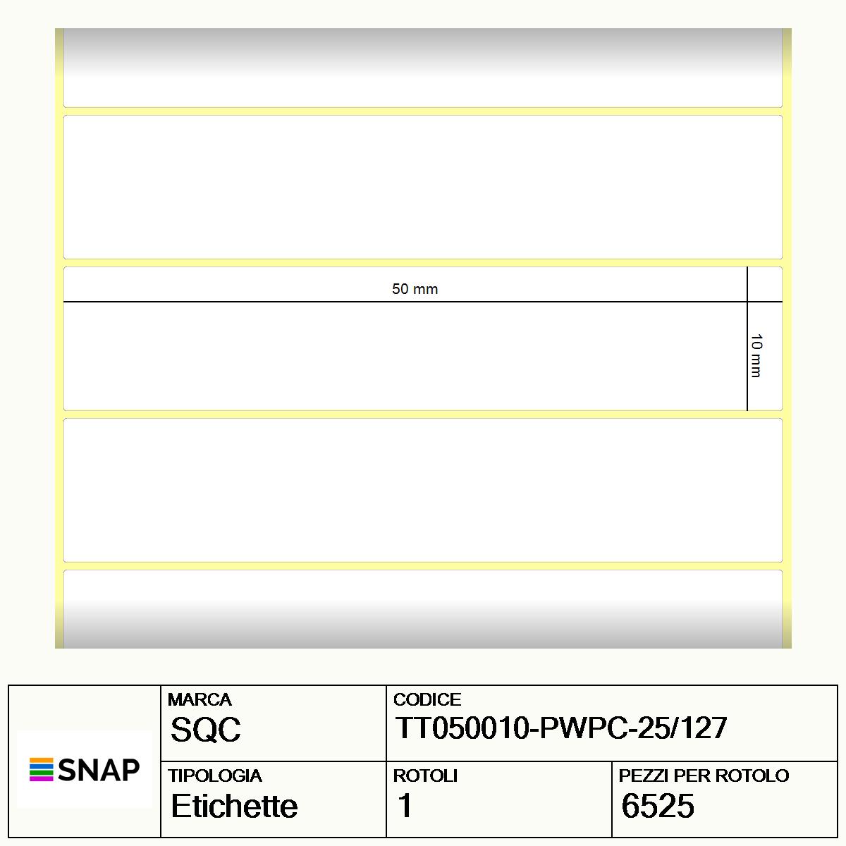 TT050010-PWPC-25/127 - Etichette SQC  S-DESK-PT Carta