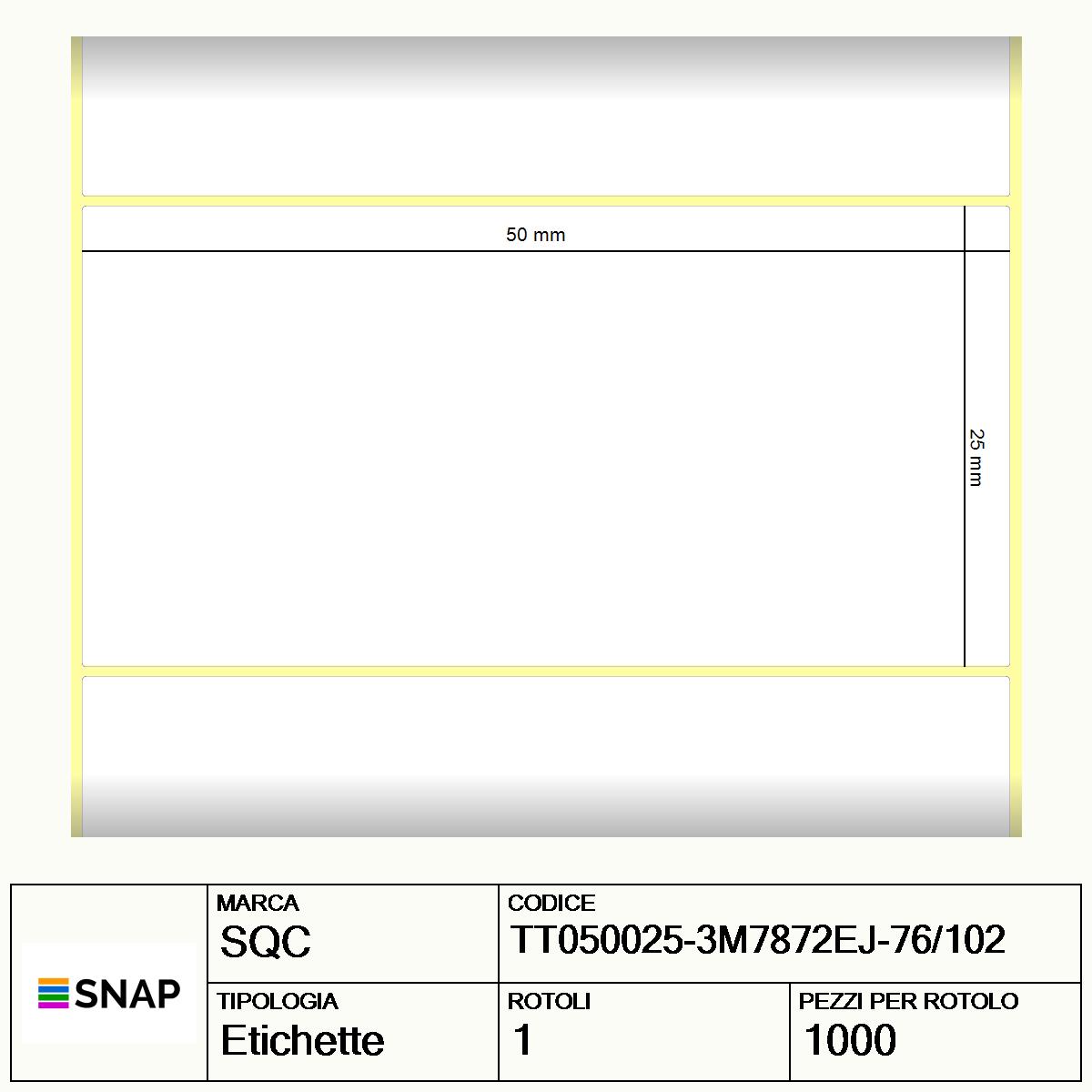 TT050025-3M7872EJ-76/102 - Etichette SQC Platino S-by3M Poliestere