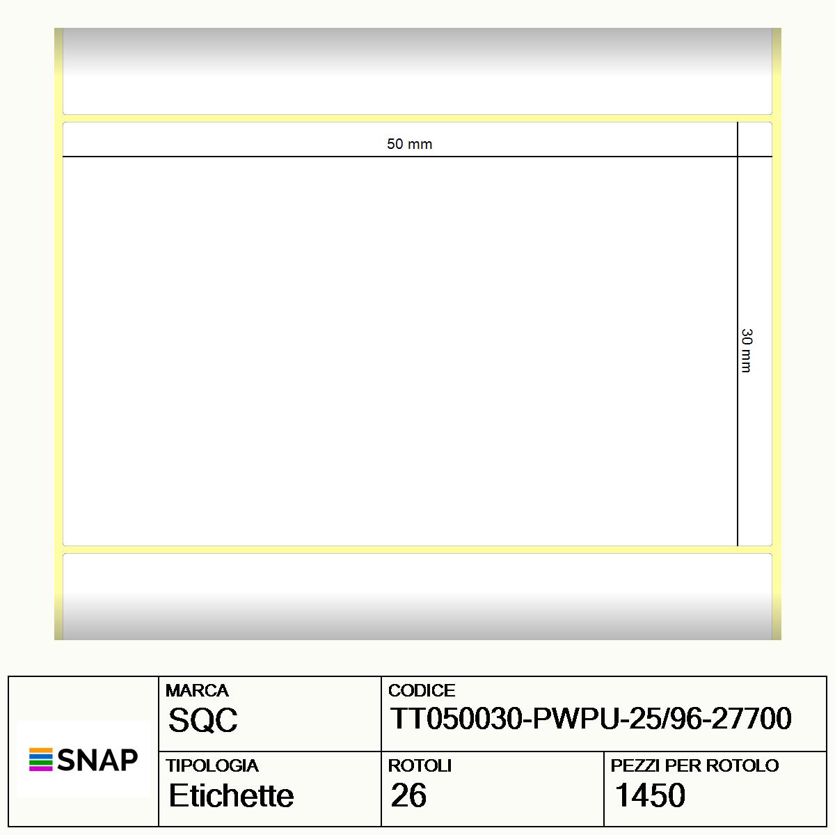 TT050030-PWPU-25/96-27700 - Etichette SQC  S-DESK-PT Carta
