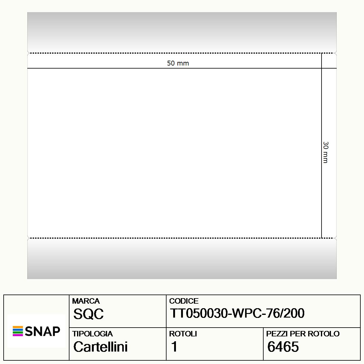 TT050030-WPC-76/200 - Cartellini SQC  S-TAGS-PT Carta