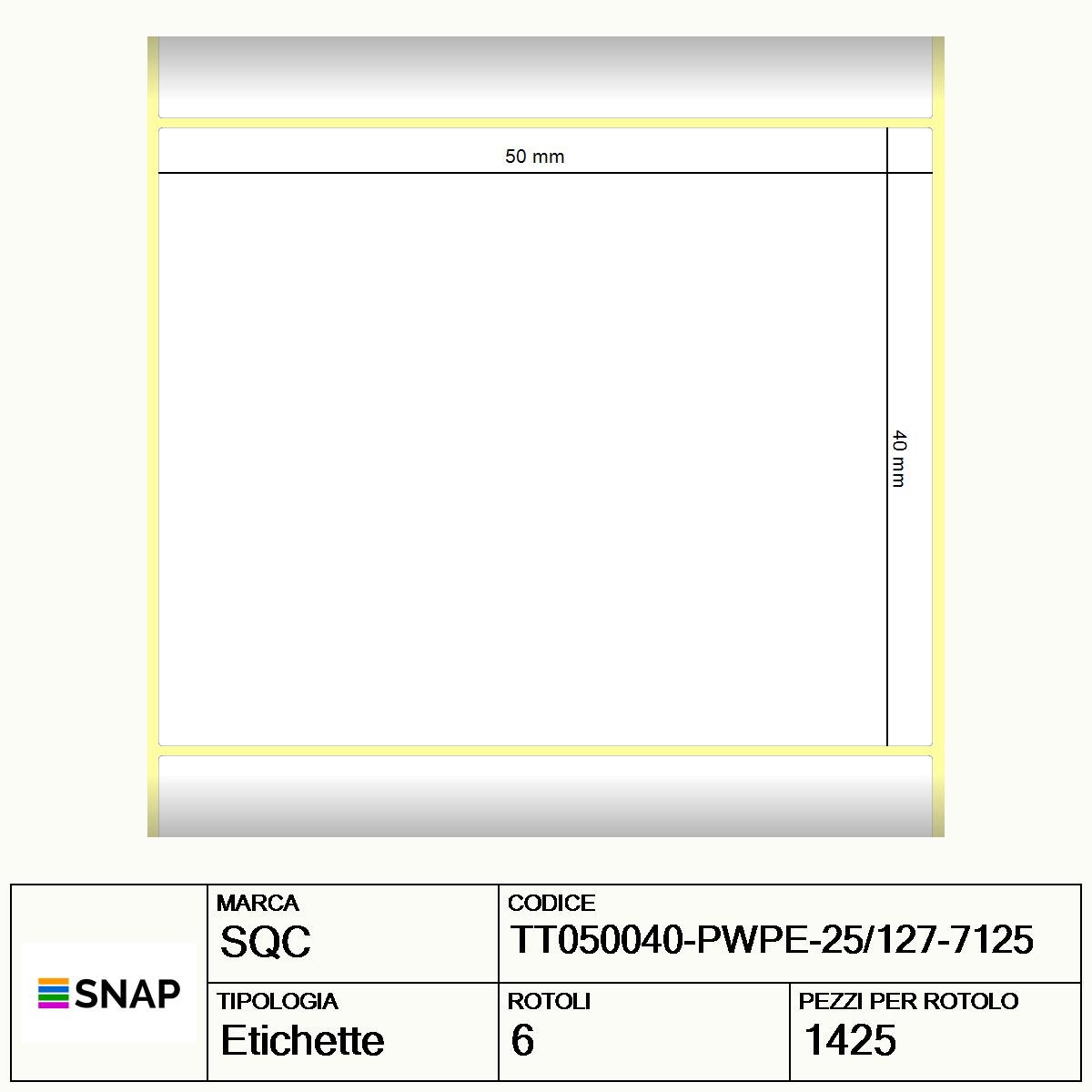 TT050040-PWPE-25/127-7125 - Etichette SQC  S-DESK-ST Poliestere