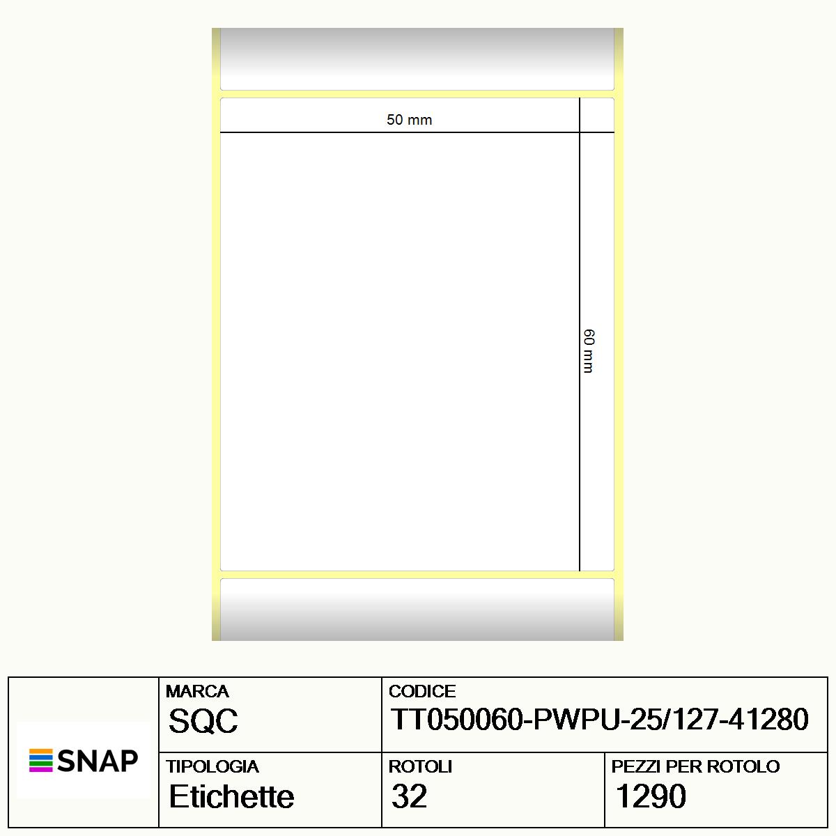 TT050060-PWPU-25/127-41280 - Etichette SQC  S-DESK-PT Carta