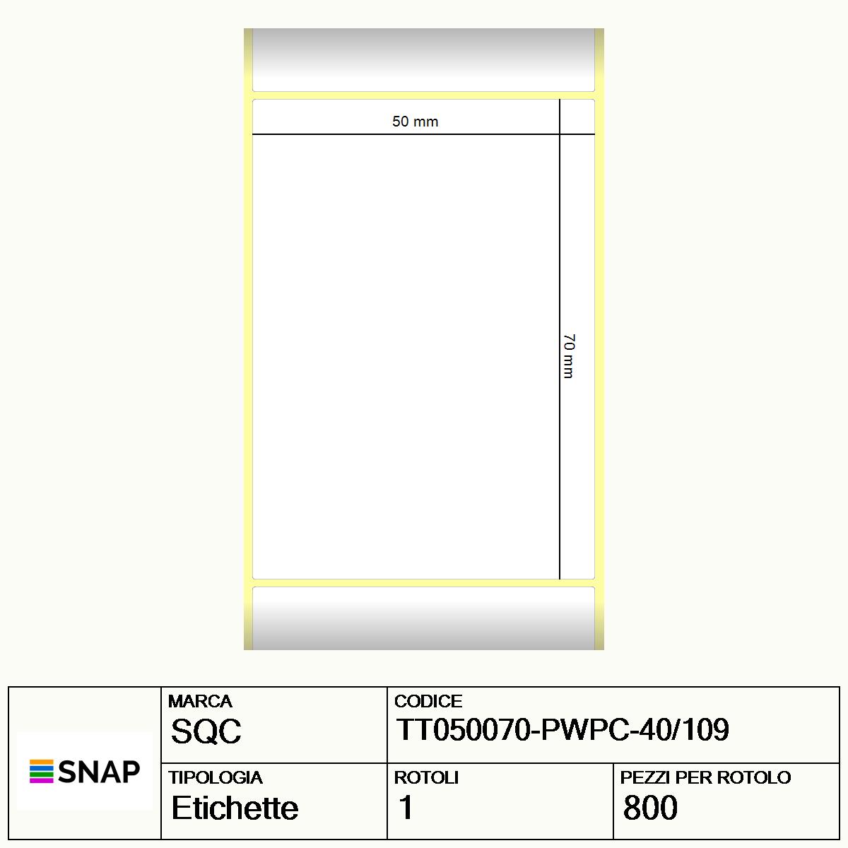 TT050070-PWPC-40/109 - Etichette SQC  S-DESK-PT Carta