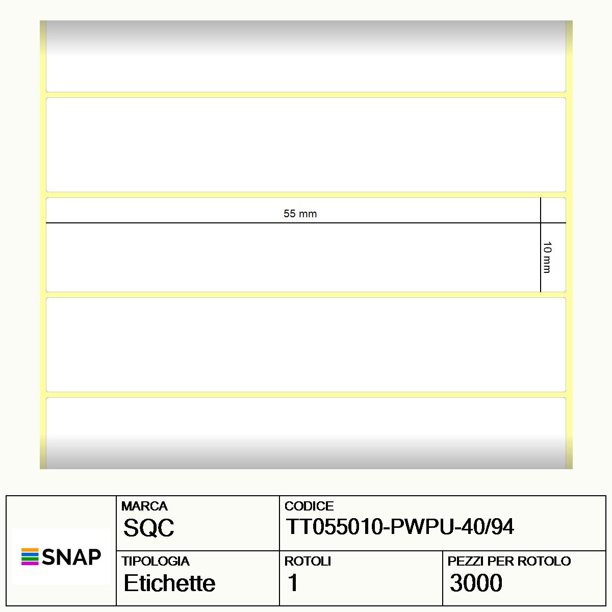 TT055010-PWPU-40/94 - Etichette SQC  S-DESK-PT Carta