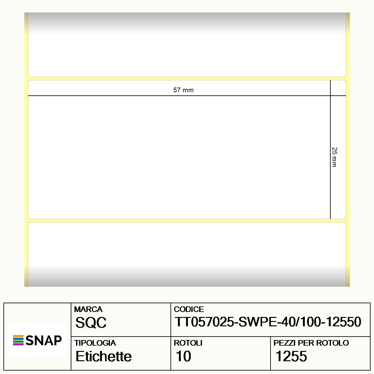 TT057025-SWPE-40/100-12550 - Etichette SQC  S-STRONG Polietilene