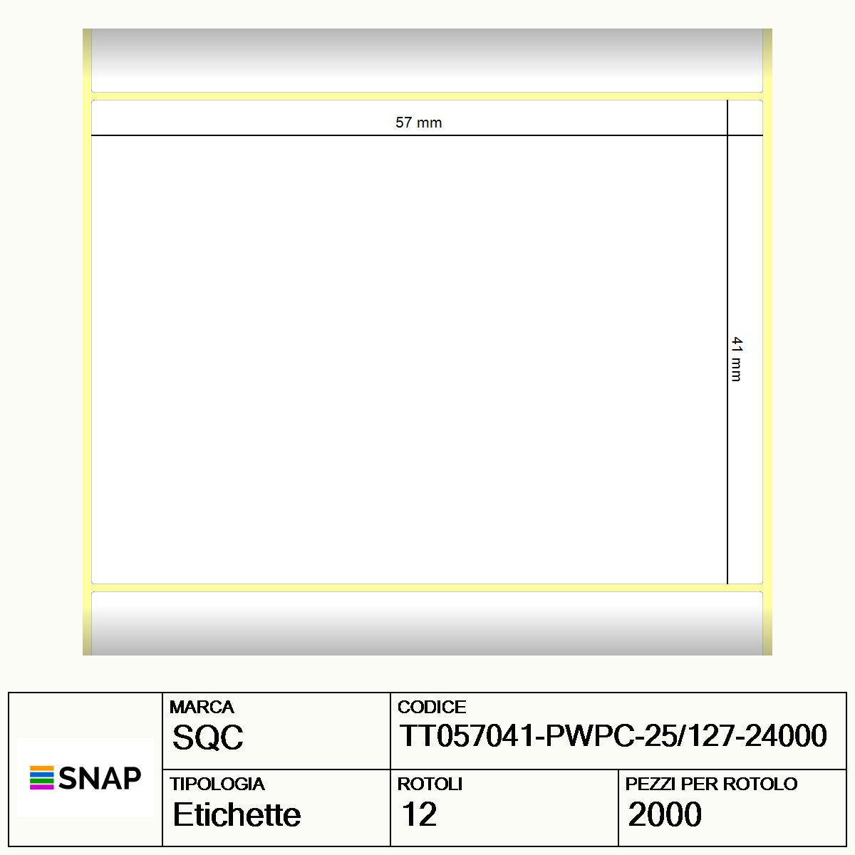 TT057041-PWPC-25/127-24000 - Etichette SQC  S-DESK-PT Carta