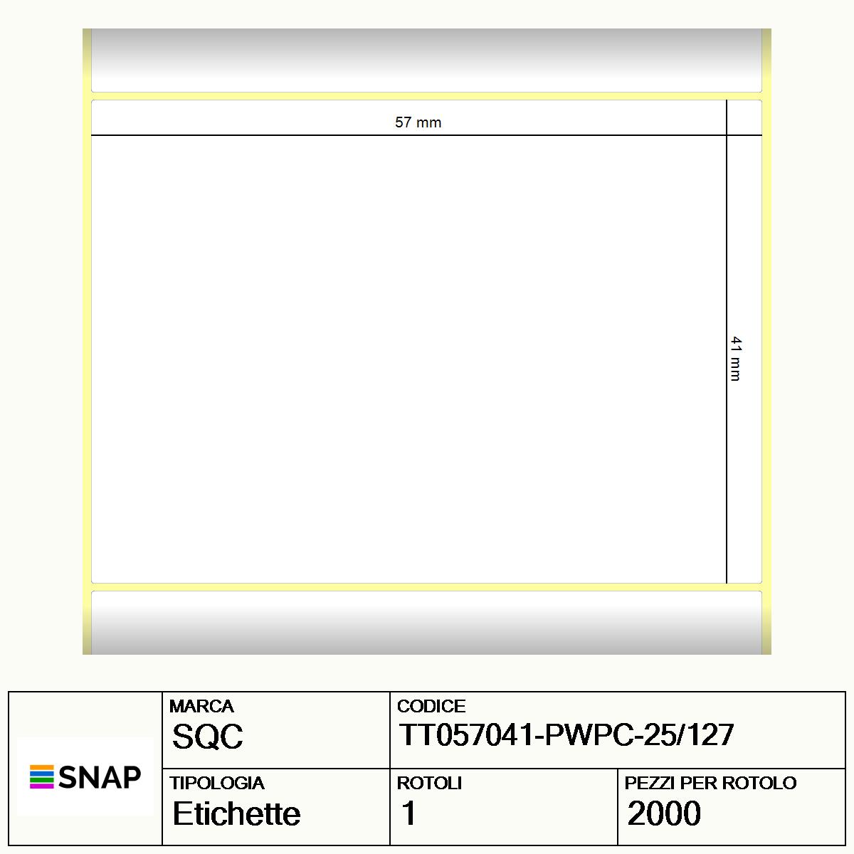 TT057041-PWPC-25/127 - Etichette SQC  S-DESK-PT Carta