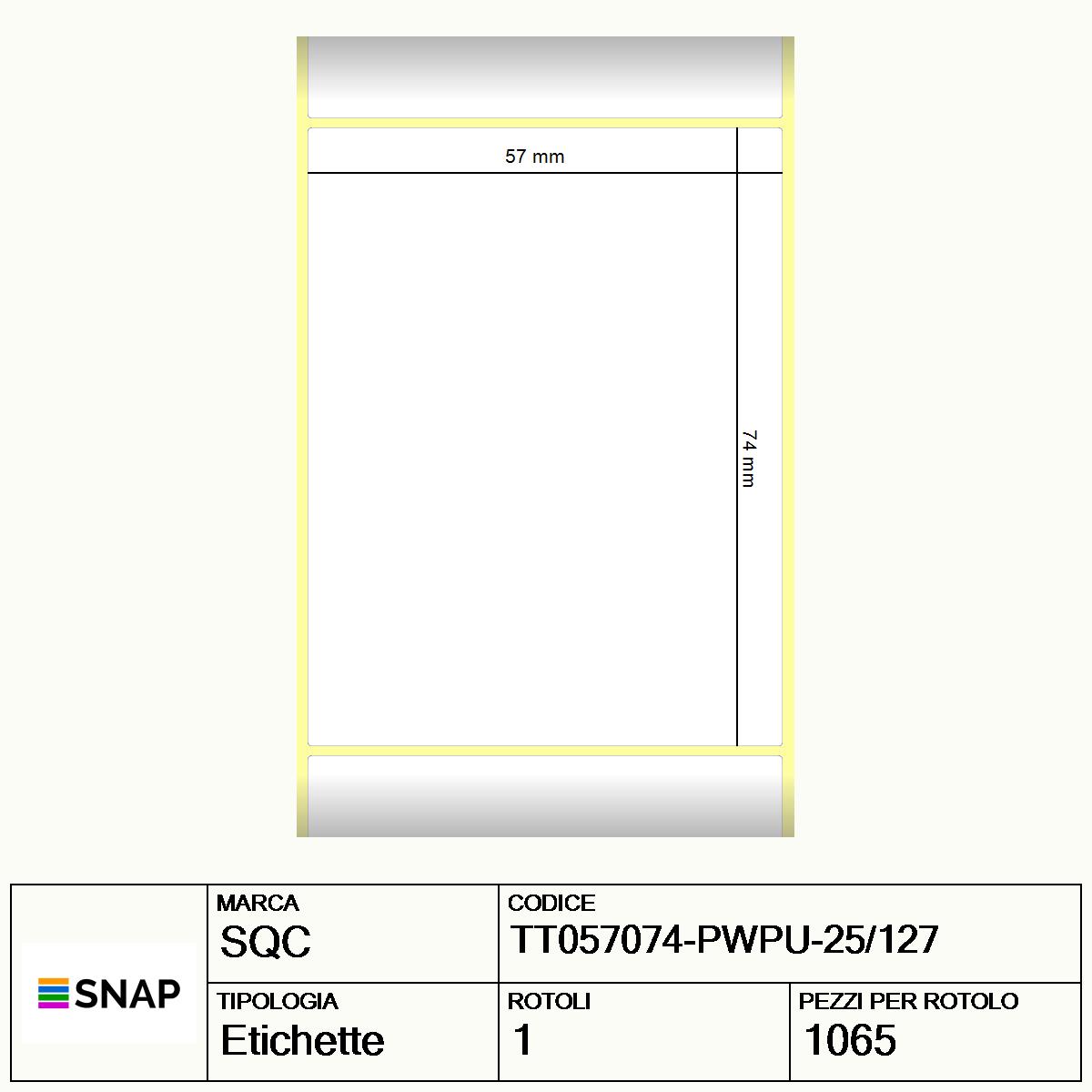 TT057074-PWPU-25/127 - Etichette SQC  S-DESK-PT Carta